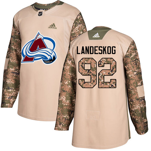 Adidas Avalanche #92 Gabriel Landeskog Camo Authentic Veterans Day Stitched Youth NHL Jersey - Click Image to Close